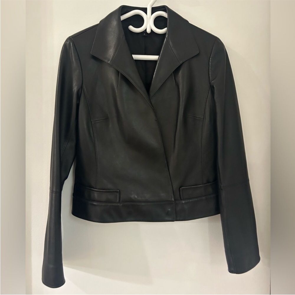 Lafayette 148 Black Leather Jacket Size 6